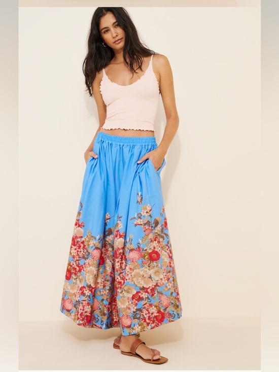 Anthropologie Dresses & Skirts - Anthropologie Maeve The Jacie Poplin Bright Blue Floral pull on circle skirt NWT